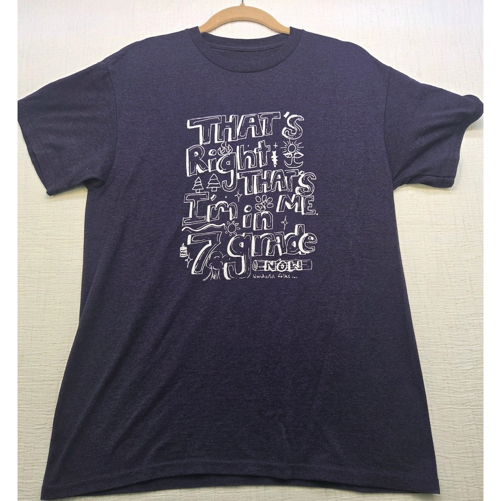 7th Grade Now Graphic T-Shirt Purple Heather Short Sleeve School Commemorative